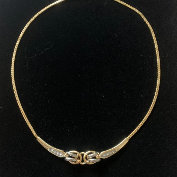 statement necklace Vintage Gold & Silver Plated & crystal . - Picture 4 of 4